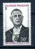 1971  POLYNESIA  C. De Gaulle Yvert Cat. 90  Perfect Mint  Never Hinged - De Gaulle (Generale)