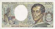 - FRANCE - BILLETS - 200 F - MONTESQUIEU - 1981 - N° 292887 - P . 004 - - 200 F 1981-1994 ''Montesquieu''