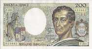 - FRANCE - BILLETS - 200 F - MONTESQUIEU - 1985 - N° 623862 - F . 031 - - 200 F 1981-1994 ''Montesquieu''