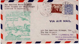 IRLANDE -1947- LETTRE PAR AVION De LUIMNEACH Pour CALCUTTA (INDE) - 1° LIAISON AERIENNE (FIRST FLIGHT AIR MAIL SERVICE) - Briefe U. Dokumente