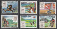 Filippine   -   1988.  Ciclismo, Pesca,  Golf,  Vela.  Cycling, Fishing, Golf, Sailing.  Complete  Set. MNH - Arrampicata