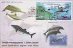 Blue Whale, Dolphin, Fish, Marine Mammal, MS On FDC, 200 Print Only, India - Lettres & Documents