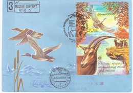 Russia USSR 1990 FDC Fauna Bird Birds Nature Conservation Grey Heron Ibex - FDC