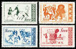 China 1953 S6 Dunhuang Murals Stamps Martial Horse Ox Cart Fighting Performer Archery - Tiro Con L'Arco