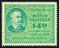 US RV 43 Mint Never Hinged Motor Vehicle Tax Stamp - Fiscal