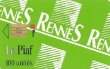 # PIAF FR.REN2 - RENNES Logo De La Ville 100u Iso ? Neant 35000111 - Tres Bon Etat - - PIAF Parking Cards