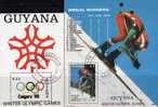 Winter-Olympiade Calgary 1988 GUYANA 2408/9 + Block 24/25 O 38€ Ski-Abfahrtslauf Olympische Ringe Sheet Olympic Bf Bloc - Invierno 1988: Calgary