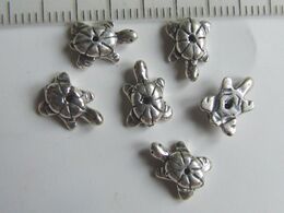 1 Perle Tortue En Argent Massif 925 Env. 0,9g 10x7x3mm  Travail Artisanal De Bali - Perle