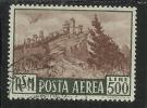 SAN MARINO 1951 POSTA AEREA AIR MAIL VIEW VEDUTA LIRE 500 USATO USED OBLITERE' - Corréo Aéreo