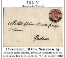 L.V.-SP-0051 - Piego Con 15 Centesimi, Sassone N.6, Da Montagnana - Lombardije-Venetië