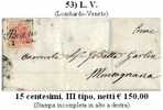 L.V.-SP-0053 - Piego Con 15 Centesimi, Sassone N.20 (Stampa Incompleta), Da Badia - Lombardo-Venetien