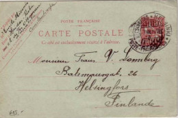 1911 - ENTIER POSTAL MOUCHON Du LEVANT (CARTE POSTALE) De CONSTANTINOPLE (TURQUIE) Pour HELSINGFORS (FINLANDE) ! - Brieven En Documenten