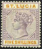 St. Lucia #38 (SG #51) Mint Hinged 5sh Victoria From 1891 - St.Lucia (...-1978)