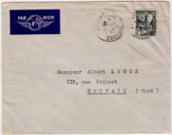 TUNISIE - 1949 -  LETTRE PAR AVION De FERRYVILLE Pour ROUBAIX (NORD) - BUREAU MILITAIRE De RECRUTEMENT (NAVAL) - Storia Postale