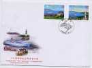 FDC Taiwan 2001 3 Small Links Stamps Tower Ship Sailing Boat - FDC