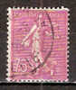 Timbre France Y&T N° 202 (1) Obl. Semeuse Lignée.  75 C. Lilas-rose. Cote 1.00 € - 1903-60 Semeuse Lignée