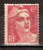 Timbre France Y&T N° 721 (1) Obl.  Marianne De Gandon.  6 F. Rouge. Cote 1,30 € - 1945-54 Marianna Di Gandon
