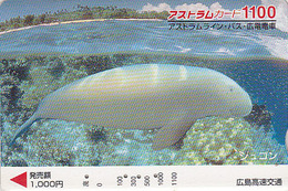 Carte Prépayée Japon - ANIMAL - DUGONG LAMANTIN -  Mammifère Marin - MANATEE Japan Prepaid Bus Card - FR 09 - Delfines