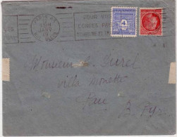 ARC DE TRIOMPHE + MAZELIN - 1949 (TARDIF) - Yvert N° 627 +676 Sur LETTRE De PARIS Pour PAU (64) - - 1944-45 Arco Del Triunfo