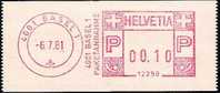Versuchsdrucke "ADREMA-Pitney Bowes" Basel 1981 (No 12290) - Automaatzegels [ATM]