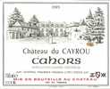 Etiquette De Vin ; Château Du Cayrou CAHORS,  Jouffreau - 1989 - Schlösser
