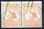 Australia 1913 4d Orange Kangaroo 1st Watermark (Wmk 8) Used Pair - Actual Stamps - SG6 - Oblitérés