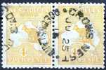 Australia 1913 4d Orange-yellow Kangaroo 1st Watermark (Wmk 8) Used Pair - Crow's Nest- SG6a - Gebraucht