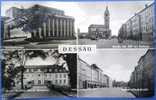 Dessau,4-Bild-Karte,1960,Werbestempel VIII. Richard Wagner Festwoche,Landestheater,Straße Der DSF Mit Rathaus, - Dessau
