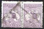 Australia 1913 9d Violet Kangaroo 1st Watermark (Wmk 8) Used Pair - Actual Stamps-  Centred Low - SG10 - Gebruikt