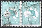 Australia 1913 1 Shilling Emerald Kangaroo 1st Watermark (Wmk 8) Used Pair - Actual Stamps - Parcel - SG11 - Oblitérés