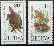 Lithuania 1993 MiNr. 545 - 546 Litauen Reptiles European Pond Turtle, Amphibians Natterjack Toad 2v MNH** 1,50 € - Turtles