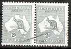 Australia 1915 2d Grey Kangaroo 2nd Watermark (Wmk 9) Used Pair - Actual Stamps - Centred Left -SG24 - Gebruikt