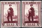 Tag Der Briefmarke 1955 Saarland 361 ** Plus O 6€ Gemälde Landbriefträger An Der Saar Philatelic Art Painting Of Sarre - Gebraucht