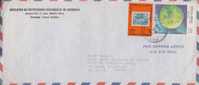 Honduras Commercial Cover, Stamp On Stamp, Moon, Space, Sent To USA - Honduras