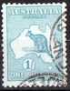 Australia 1915 1 Shilling Blue-green Kangaroo 2nd Watermark (Wmk 9) Used - Actual Stamp - Qld Double - SG28 - Gebruikt