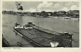 AK Mannheim Rheinhafen Lastschiffe & Fabrikschlote ~1950 #51 - Mannheim