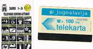 JUGOSLAVIA, JUGOSLAVIJA, YUGOSLAVIA  - PTT  AUTELCA  100 IMP. ZAGREB TELEFONSKI GOVORNI AUTOMATI   - USATA  -  RIF. 909 - Jugoslavia