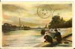 Les Petits Tableaux De Paris - Pêcheurs Au Coucher Du Soleil -  Vue Prise Du Pont De La Concorde - Paris La Nuit