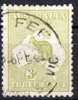 Australia 1915 3d Yellow-olive Kangaroo 3rd Watermark (Wmk 10) Used - Actual Stamp - Late Fee VIC- SG37 - Usados