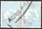 Australia 1915 1 Shilling Blue-green Kangaroo 3rd Watermark (Wmk 10) Used Pair - Actual Stamps - Adelaide - SG40 - Usati