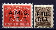 1947 - SASSONE N. 1-2 RECAPITO AUTORIZZATO COMPLETE SET MNH ** - Poste Aérienne