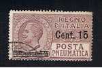 RB 636 - 1924 Italy  Overprinted Stamp 15c On 20c Posta Pneumatica Fine Used - Pneumatic Mail
