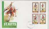 Saint Kitts FDC 5-3-1981 Complete Set Of 4 UNIFORMS With Cachet - St.Kitts And Nevis ( 1983-...)