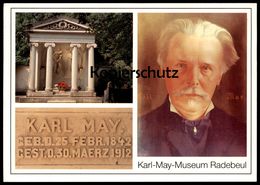 POSTKARTE KARL MAY MUSEUM RADEBEUL Ruhestätte Auf Friedhof Funeral Cemetery Cimetière Porträt Ansichtskarte Cpa Postcard - Radebeul