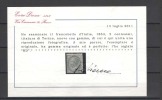 REGNO 1863 5 CENT. TIRATURA DI TORINO * CERTIFICATO DIENA - Neufs