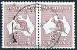 Australia 1923 2 Shillings Maroon Kangaroo 3rd Watermark (Wmk 10) Used Pair - Actual Stamps - SG74 - Gebruikt