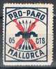 Benefico  Pro Paro MALLORCA 5 Cts Azul Oscuro, Guerra Civil * - Spanish Civil War Labels