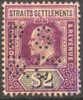 Straights Settlements #125 Used (perfin) $2 Violet & Black From 1911 - Straits Settlements