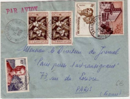 MADAGASCAR - 1958 - Yvert N° 331x2 + 326+328+306 Sur LETTRE Par AVION De TANANARIVE Pour PARIS - VOIR Au DOS - Lettres & Documents