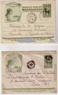 MADAGASCAR - 1934 - 2 LETTRES ENTIER POSTAL DIFFERENTES En ETAT MOYEN Pour La FRANCE - Brieven En Documenten